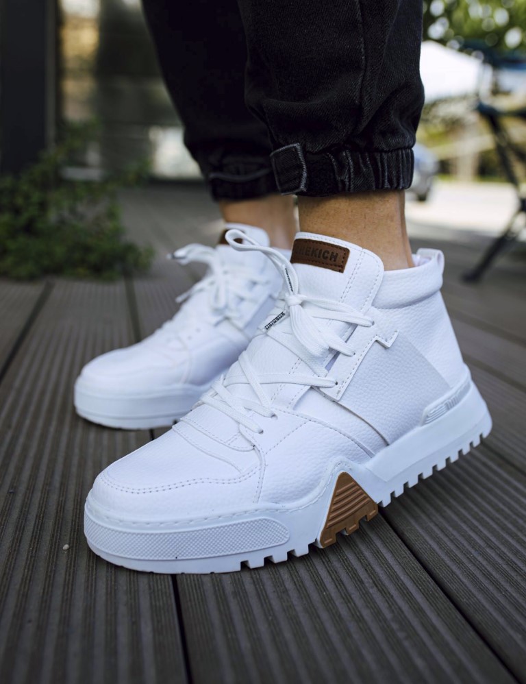 Ανδρικά λευκά Casual μποτάκια τρακτερωτή σόλα CH057L φωτογραφία